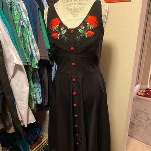 Black and rose button front dress. NWT